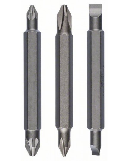 Bosch Doppelklingenbit-Set, 3-teilig, PH1, PZ1, S 0,6x4,5, PH2, PZ2, S1,0x5,5, 60 mm
