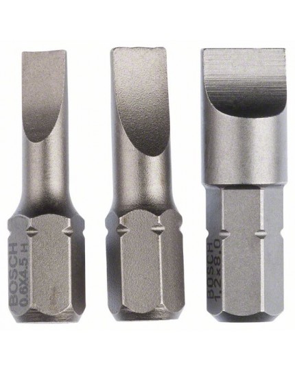Bosch Schrauberbit-Set Extra-Hart (S), 3-teilig, 25 mm, S0,6x4,5, S0,8x5,5, S1,2x8,0