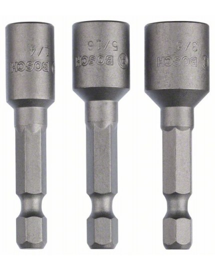 Bosch Steckschlüssel-Pack, 3-teilig, 50 mm, 1/4", 3/8", 5/16"