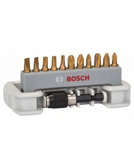 Bosch Schrauberbit-Set Max Grip, 11-teilig, PH, PZ, T, S, Schnellwechselhalter