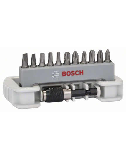 Bosch Schrauberbit-Set Extra-Hart, 11-teilig, PH, PZ, T, S, 25 mm, Bithalter
