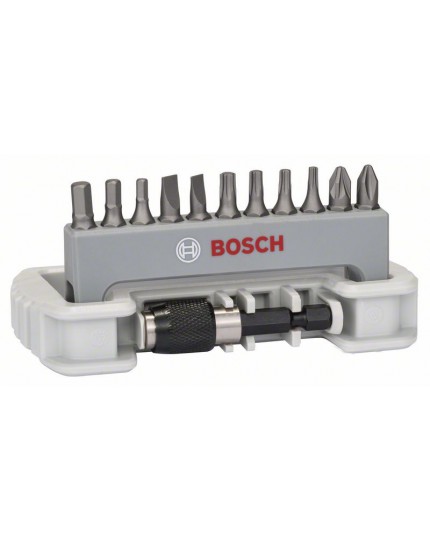Bosch Schrauberbit-Set Extra-Hart, 11-teilig, PH, PZ, T, S, HEX, 25 mm, Bithalter