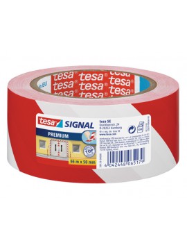 Tesa PVC-Warnband rot / weiss 66 : 50