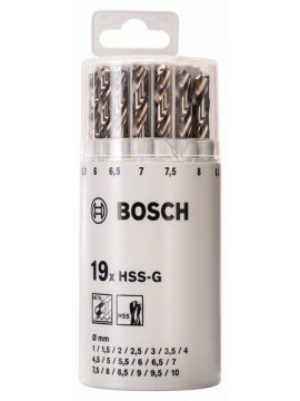 Bosch Metallbohrer-Set HSS-G, DIN 338, 135°, 19-teilig, 1 - 10 mm, Kunststoffrunddose